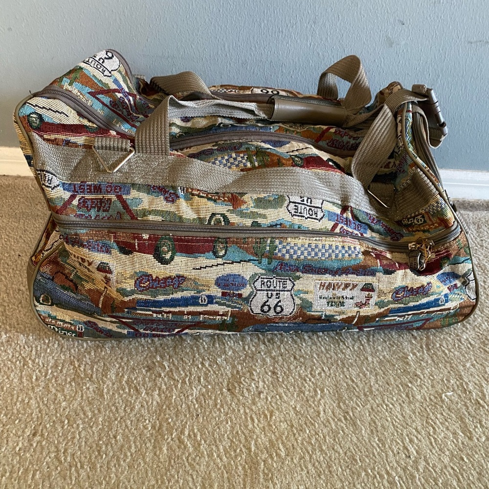 Vintage Route 66 Rolling Duffel Bag